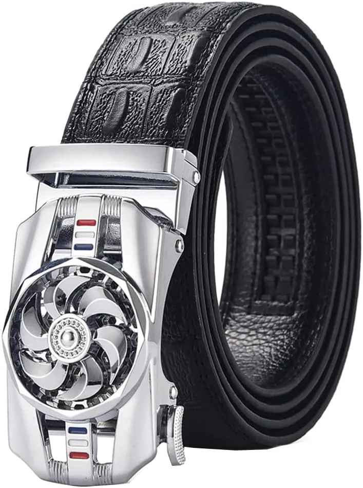 Men Genuine Leather Belts Stone Pattern Business Work Automatic Buckle Belts for Men