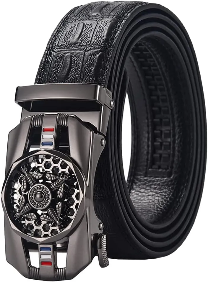 Men Genuine Leather Belts Stone Pattern Business Work Automatic Buckle Belts for Men