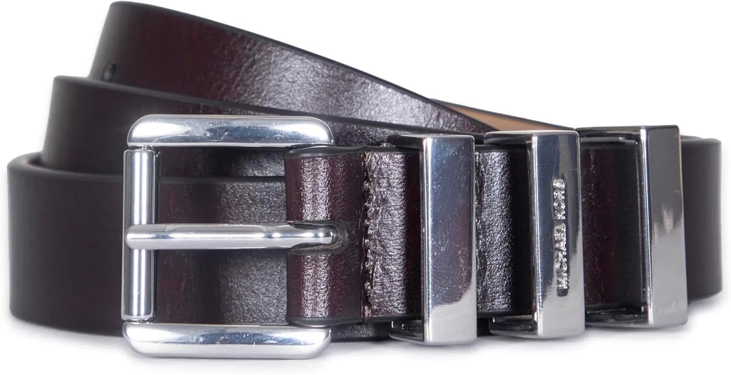 Michael Kors Women's 1 Inch Leather Belt with 3 Keepers, Stylish Fashion Accessory for Everyday Wear