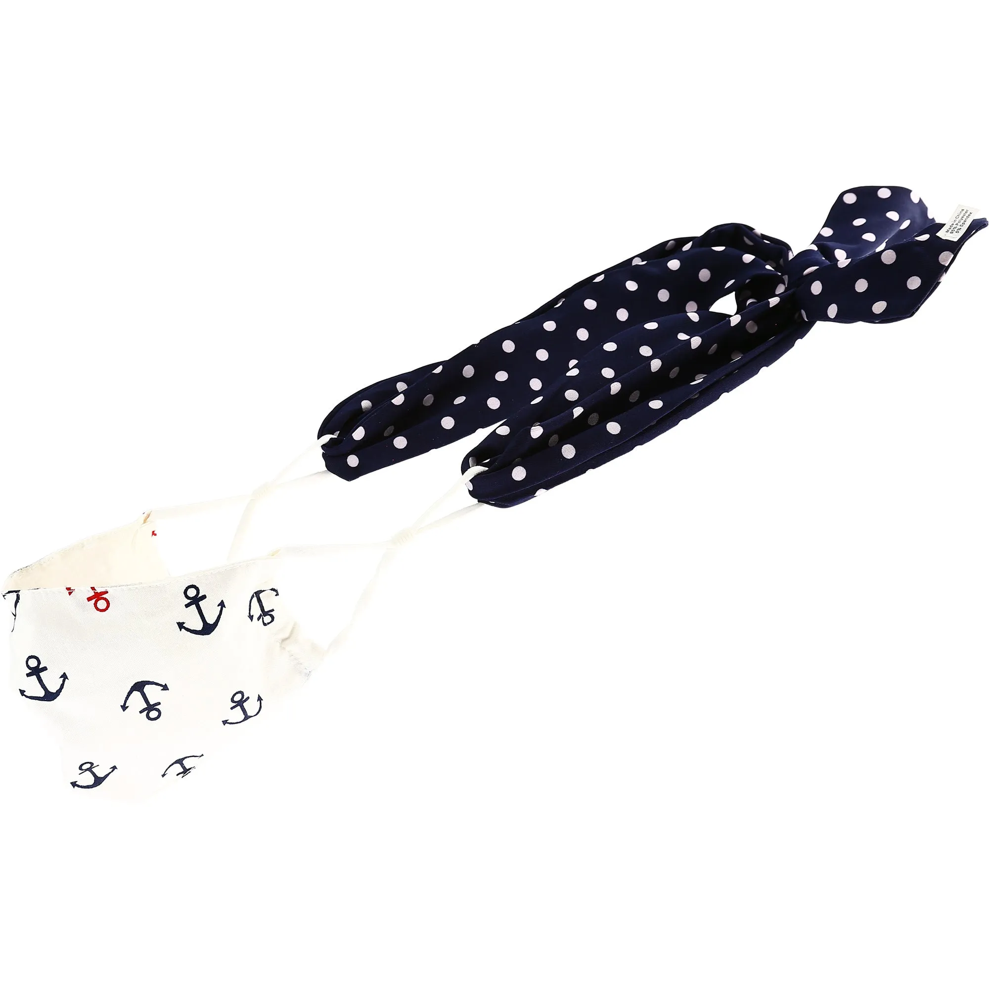 Newport Navy Dot Mask Ties Set of 2 - 48" x 2.5"