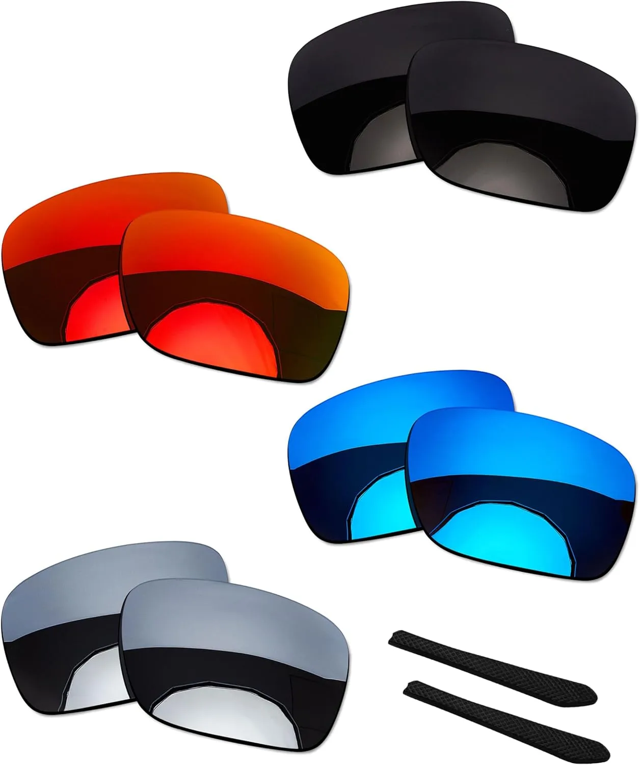 OOWLIT 4 Pairs Replacement Sunglass Lenses & Ear Socks Compatible with Oakley Jupiter Squared OO9135 Polarized