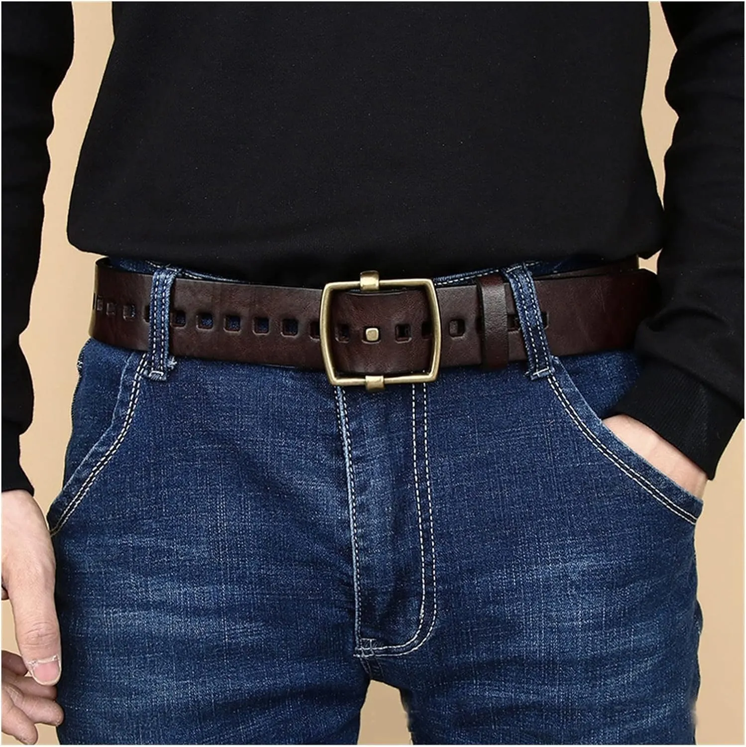 Pin Buckle Belt For Men Quality Genuine Leather Belts Men Cowhide Vintage Jeans Mens Belt