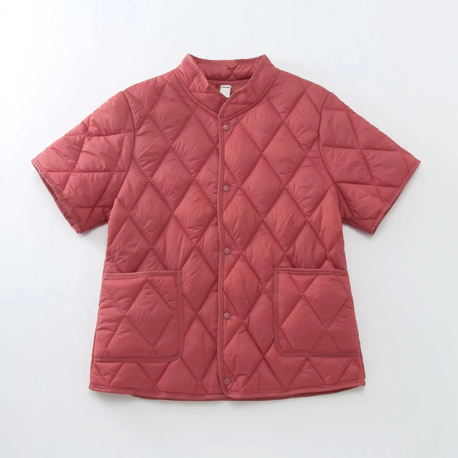 Quilted Jackets for Women Lightweight Petite Cropped Fall Puffer Down Jackets Parkas Button Short Sleeve Winter Coat
