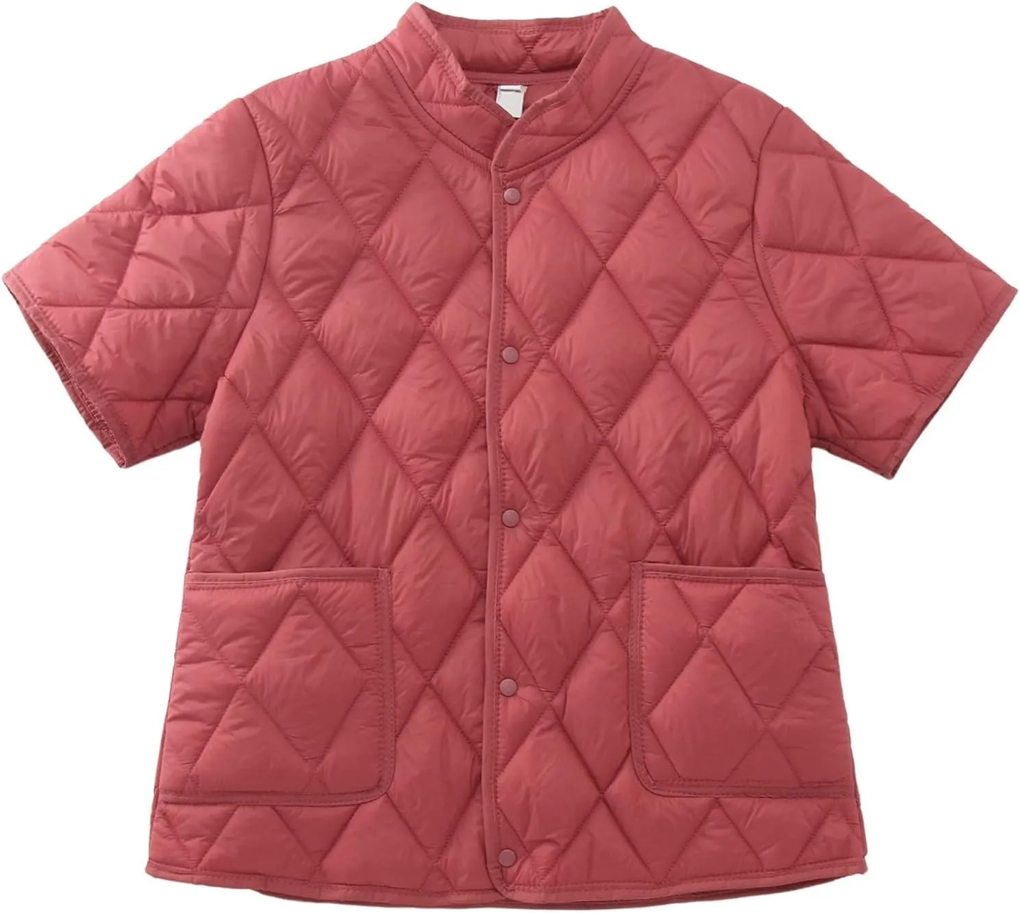 Quilted Jackets for Women Lightweight Petite Cropped Fall Puffer Down Jackets Parkas Button Short Sleeve Winter Coat