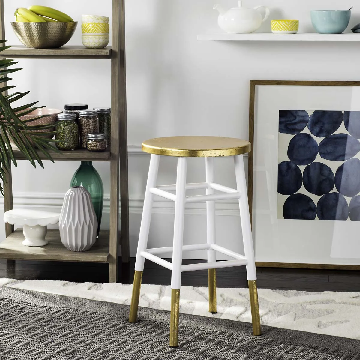 Safavieh Emery Dipped Gold Leaf Counter Stool , FOX3231