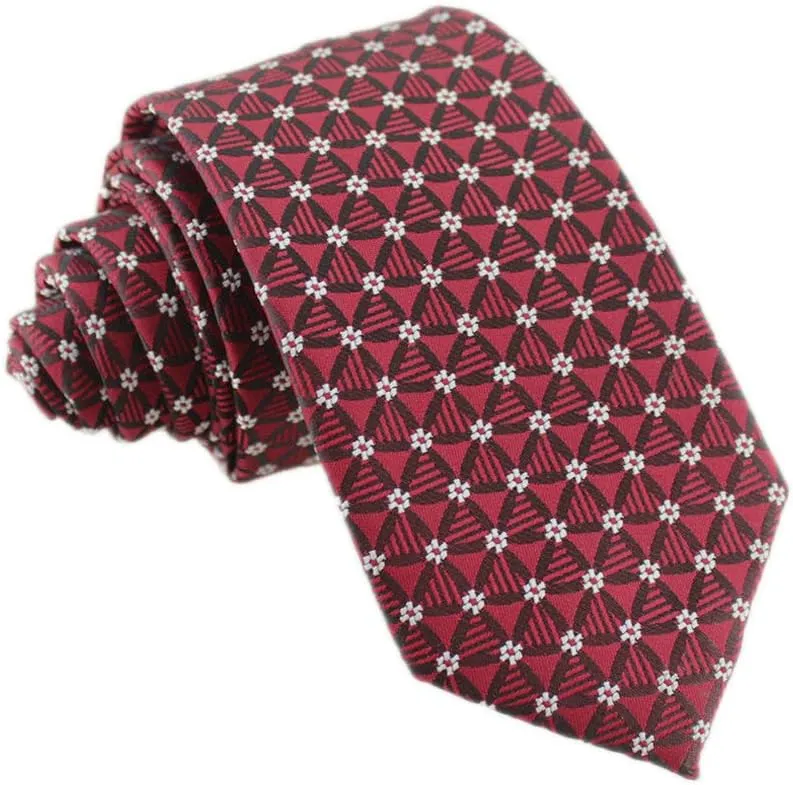 Slim Silk Necktie for Men Woven Jacquard Patterned Business Wedding Skinny Ties