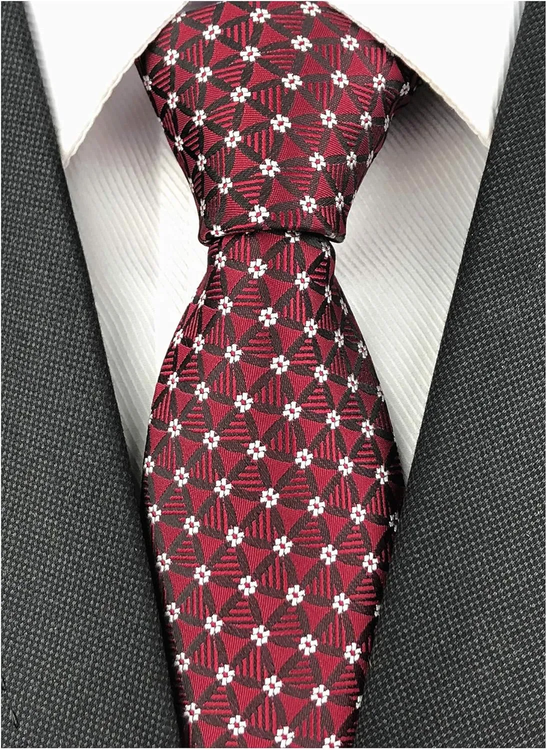 Slim Silk Necktie for Men Woven Jacquard Patterned Business Wedding Skinny Ties