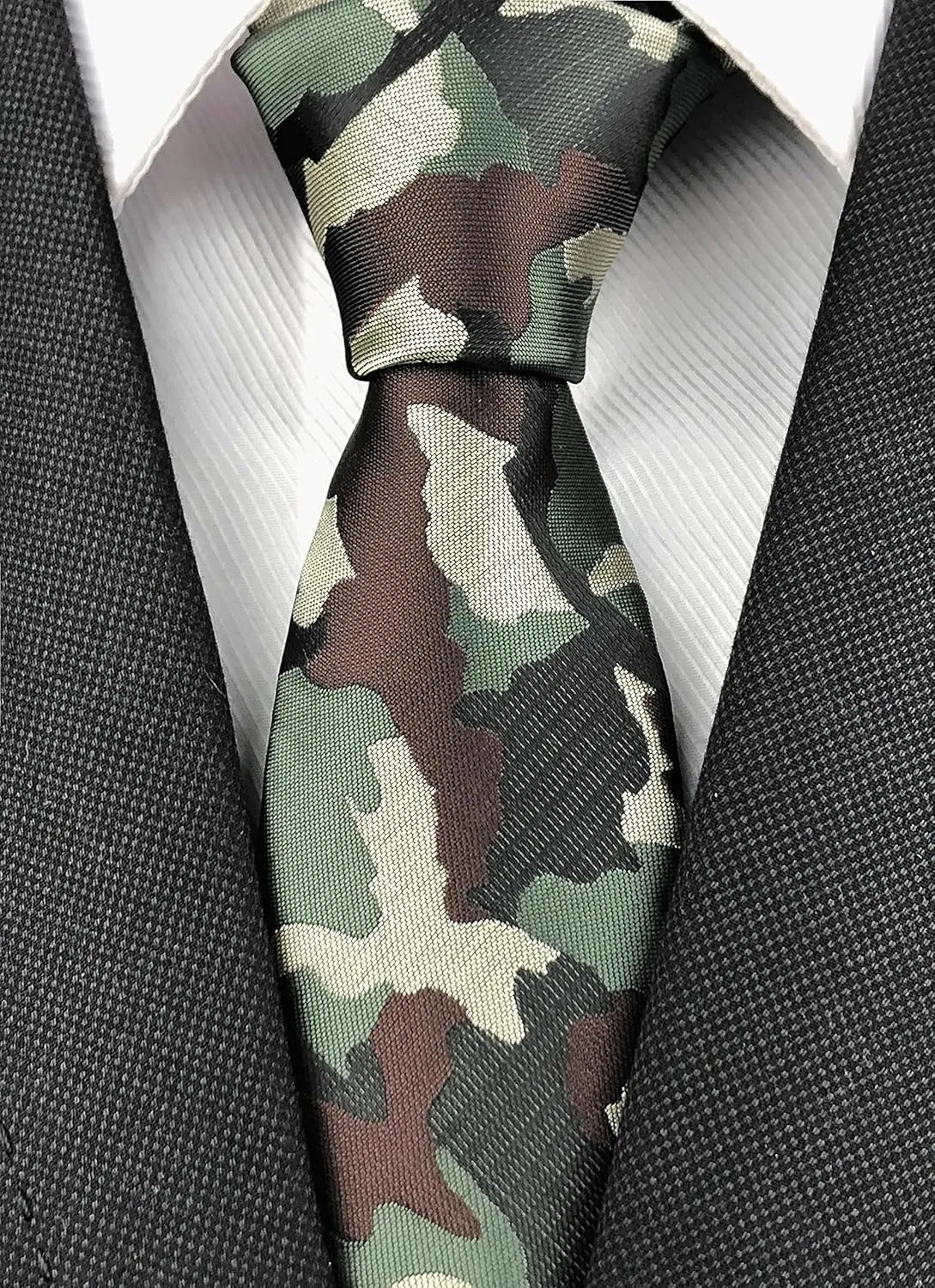 Slim Silk Necktie for Men Woven Jacquard Patterned Business Wedding Skinny Ties