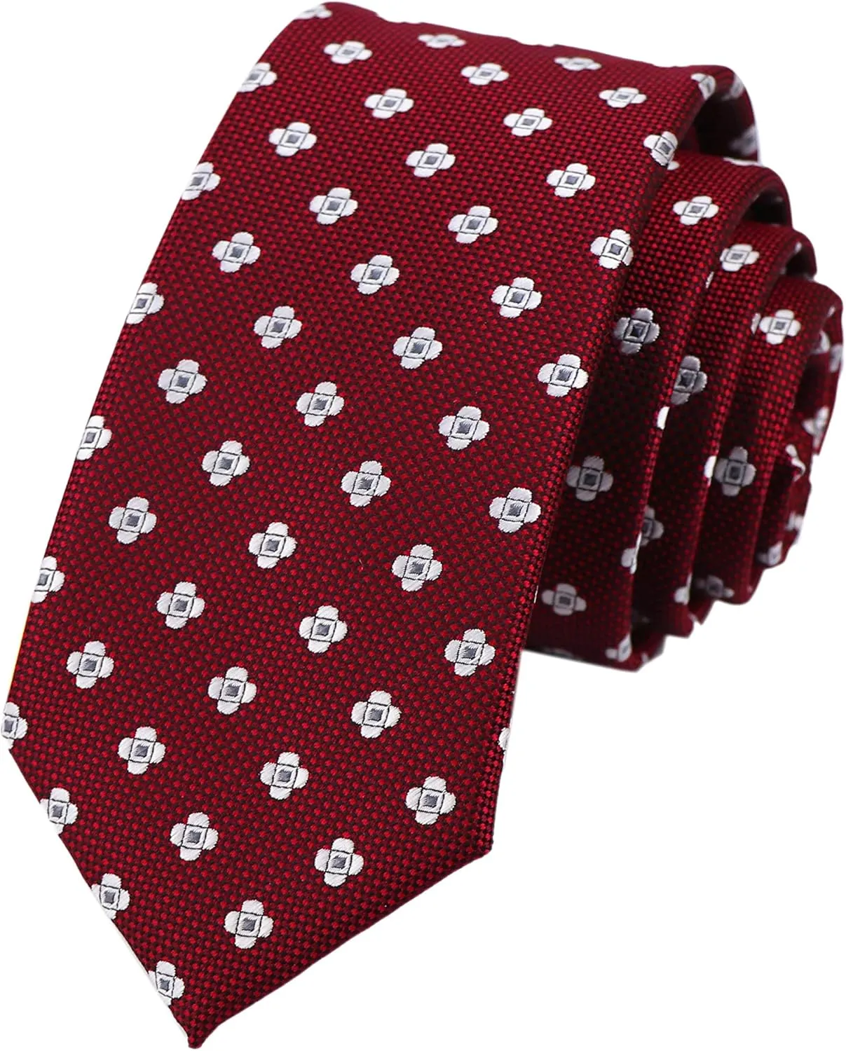 Slim Silk Necktie for Men Woven Jacquard Patterned Business Wedding Skinny Ties