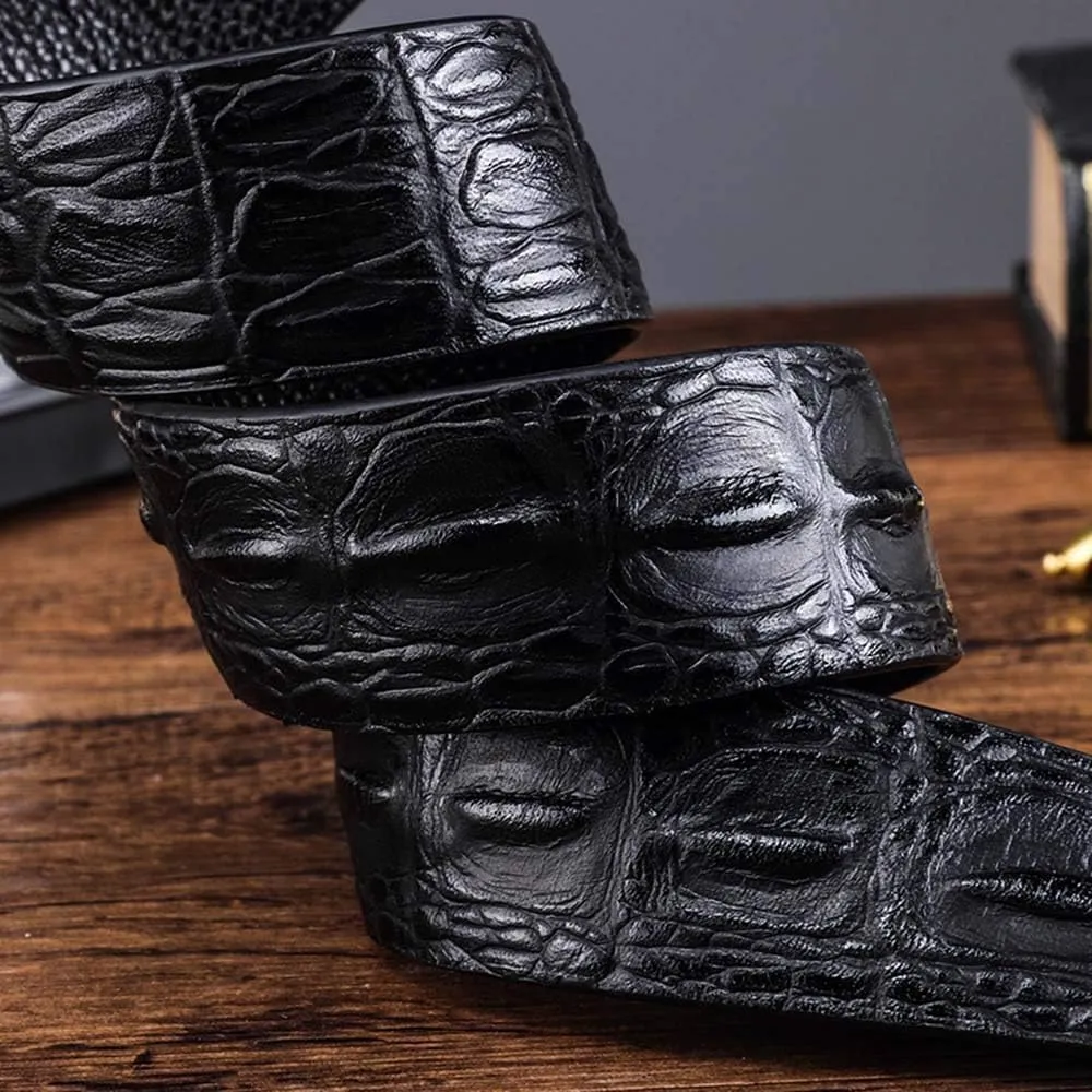 Sress Belts Leather Belt Mens Belt Genuine Leather Belt with Crocodile Pattern with Cowhide Leather Belt Casual Belts
