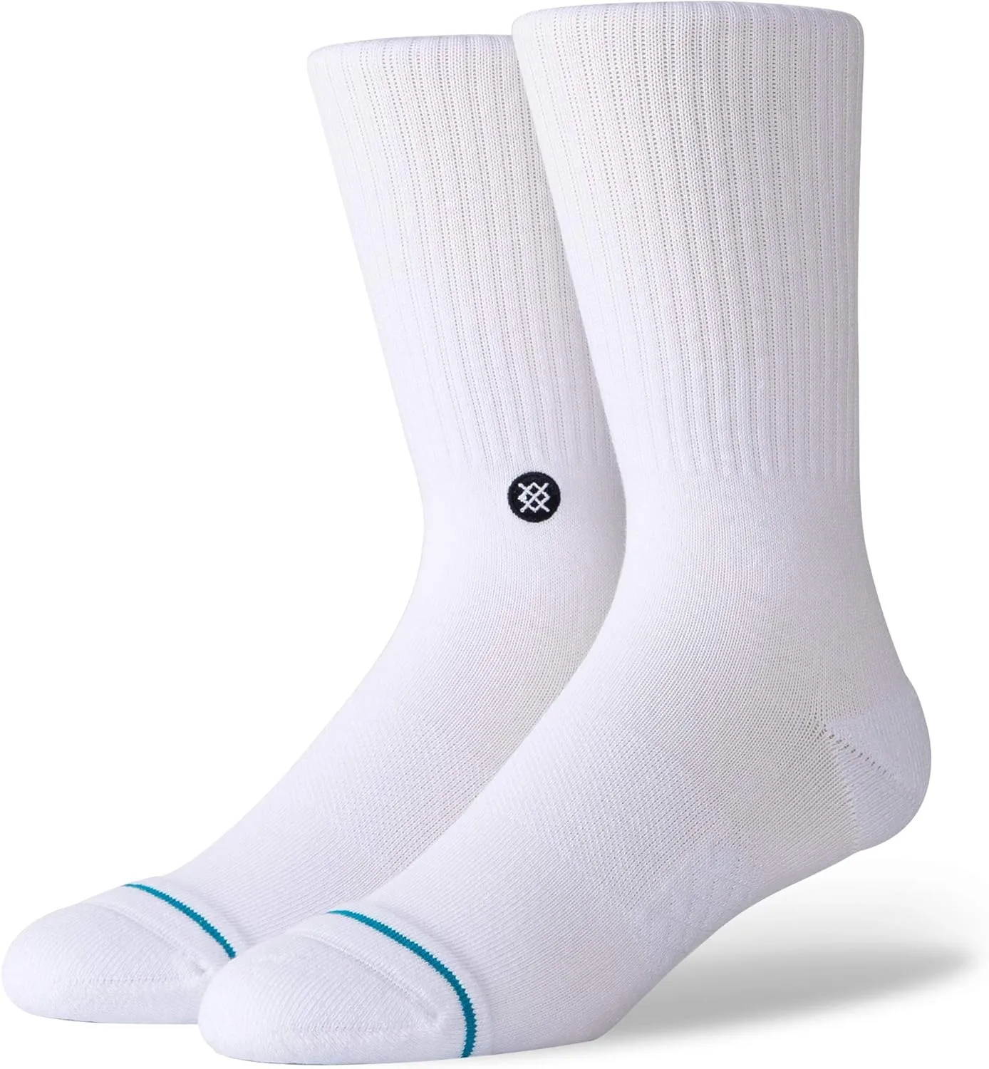 Stance mens Icon Crew Casual Sock, White/Black, Medium US