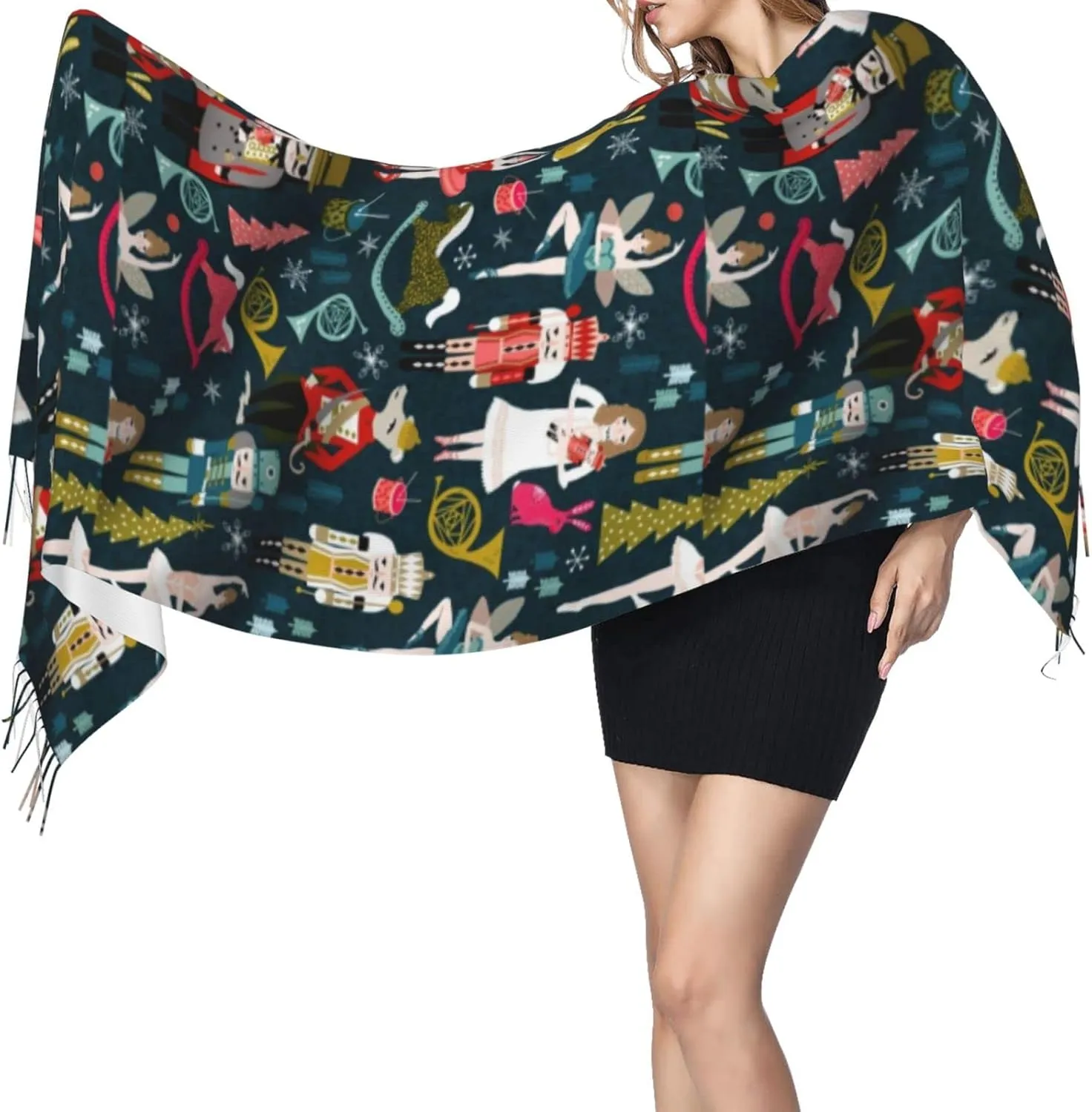 Supernatural Inspiration Print Women'S Super Soft Classic Cashmere Winter Cashmerette Fringed Scarf For Spring Fall Winter