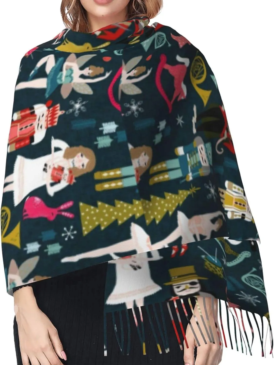 Supernatural Inspiration Print Women'S Super Soft Classic Cashmere Winter Cashmerette Fringed Scarf For Spring Fall Winter