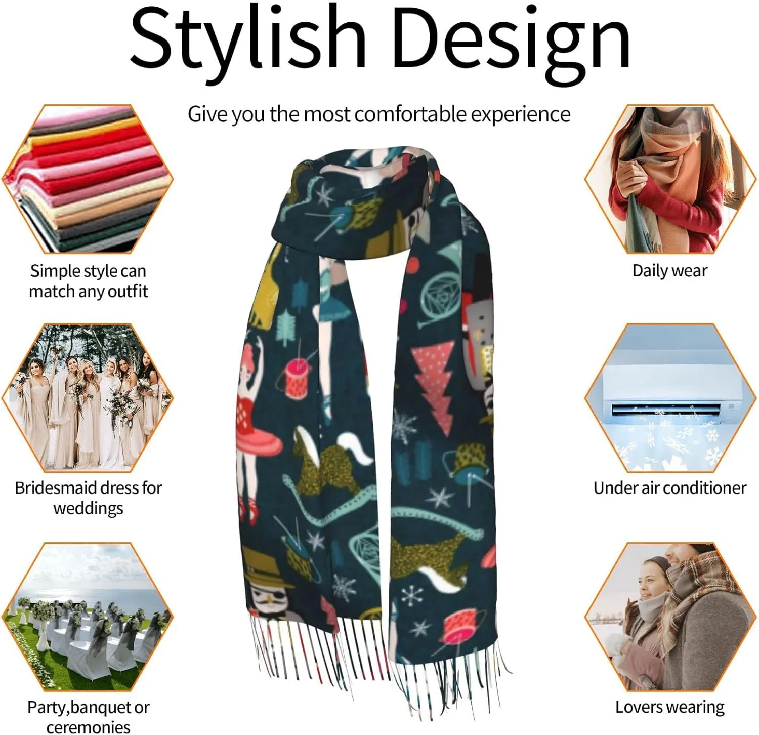 Supernatural Inspiration Print Women'S Super Soft Classic Cashmere Winter Cashmerette Fringed Scarf For Spring Fall Winter