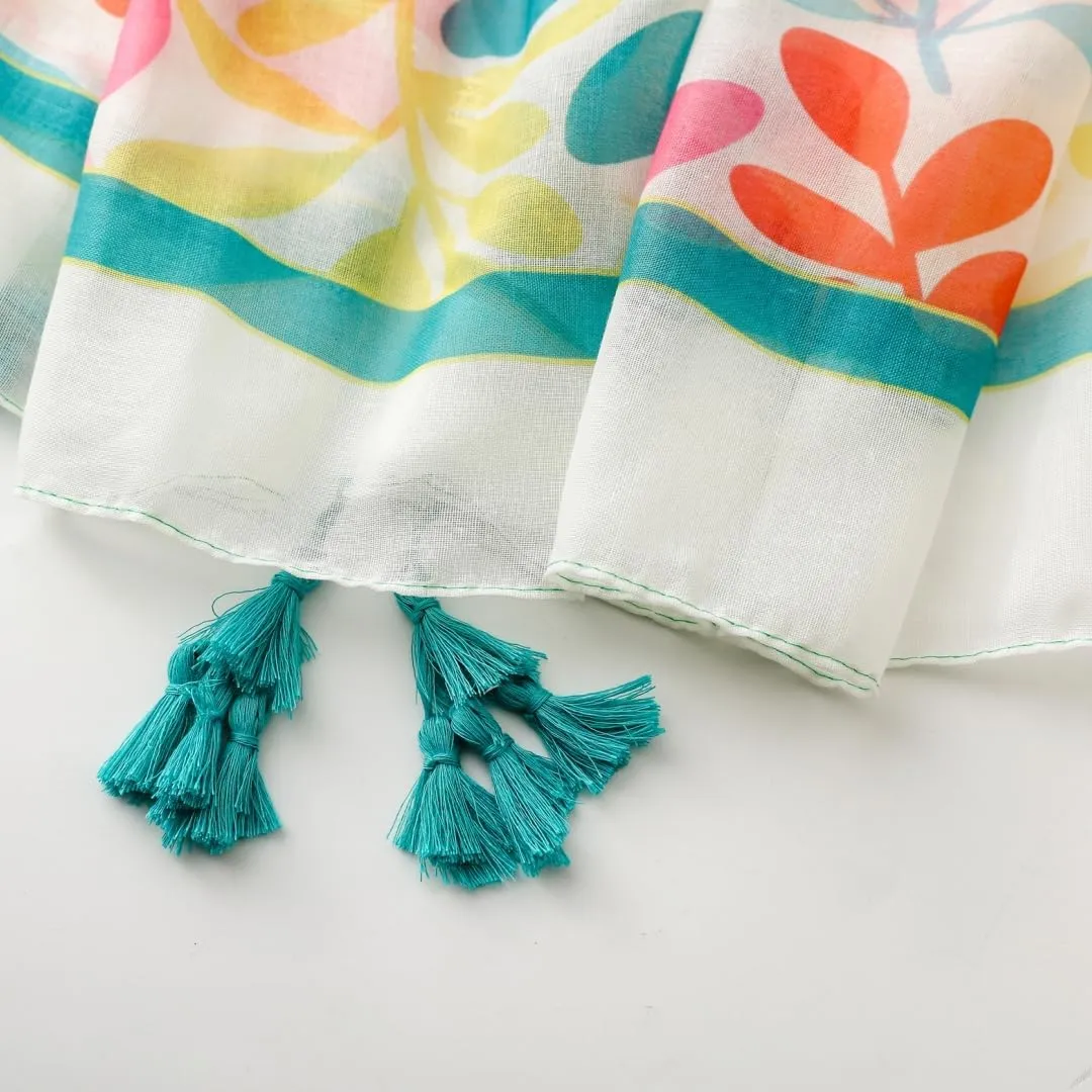 Travel Boho Scarf for Women Casual Lightweight Pashmina Scarves Fashion Multicolor Shawl Wraps with Fringed Beads