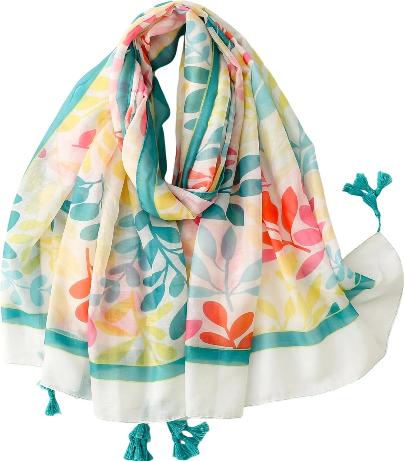 Travel Boho Scarf for Women Casual Lightweight Pashmina Scarves Fashion Multicolor Shawl Wraps with Fringed Beads