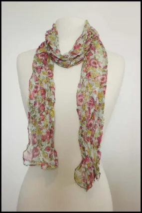 Ultra-Skinny Floral Wrinkle Scarf in Floral Pattern