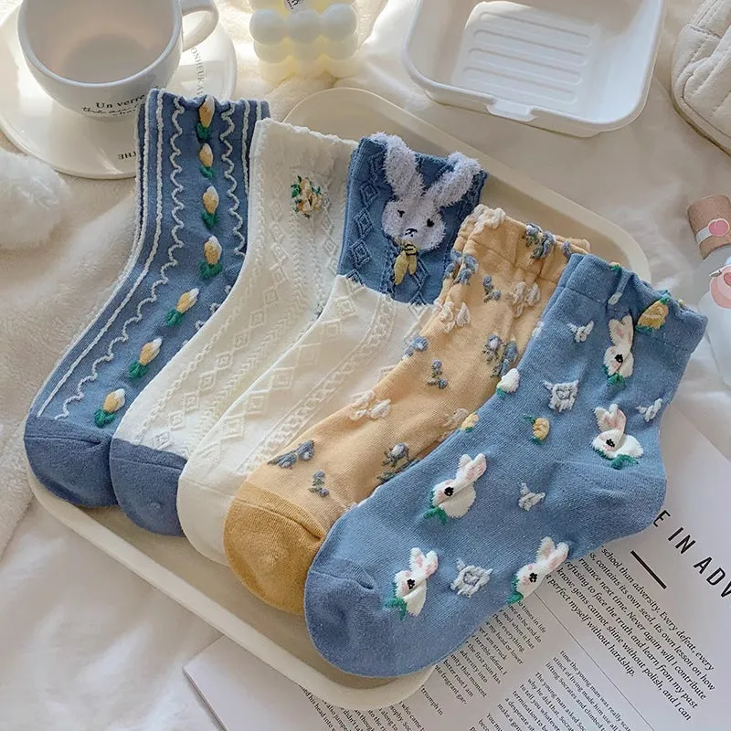 Vintage Flowers Cotton Socks