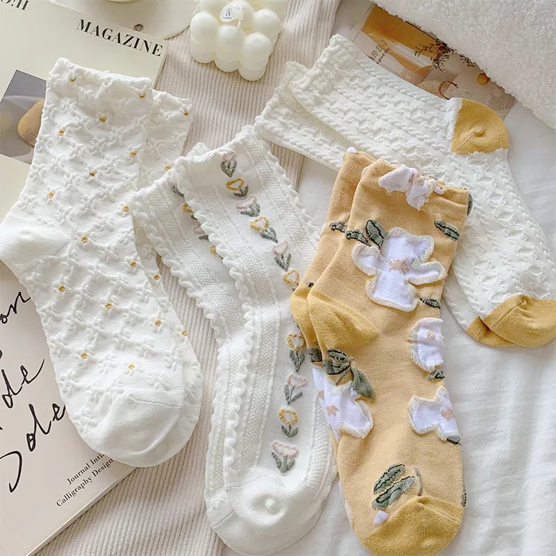 Vintage Flowers Cotton Socks