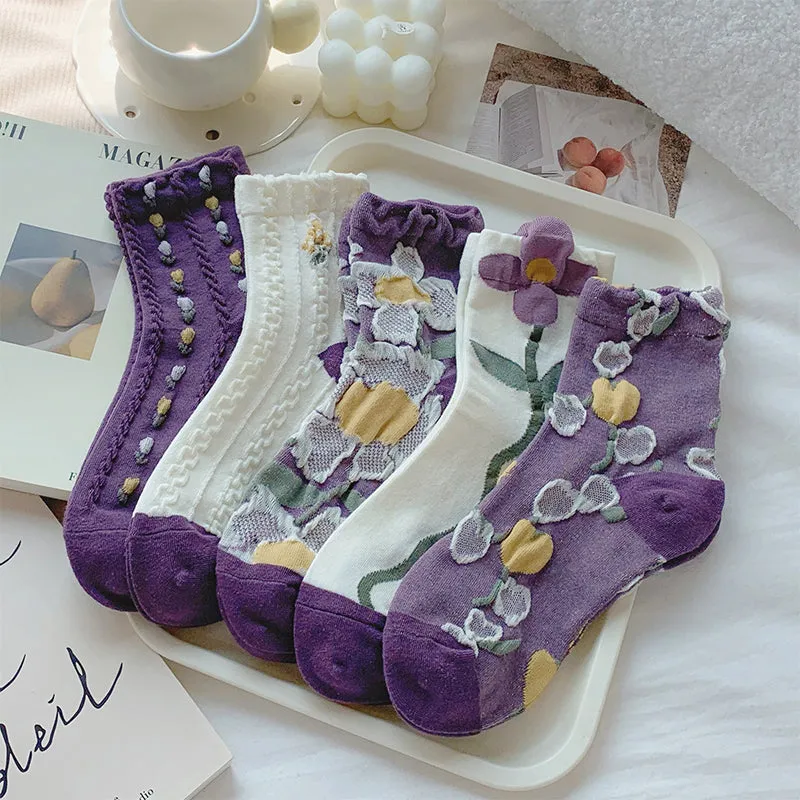 Vintage Flowers Cotton Socks