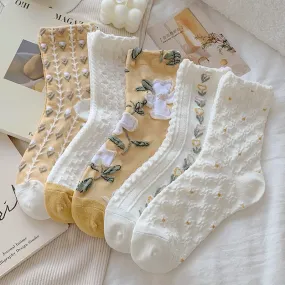 Vintage Flowers Cotton Socks