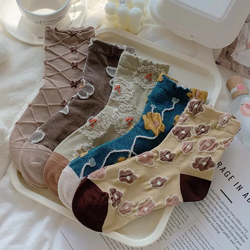 Vintage Flowers Cotton Socks