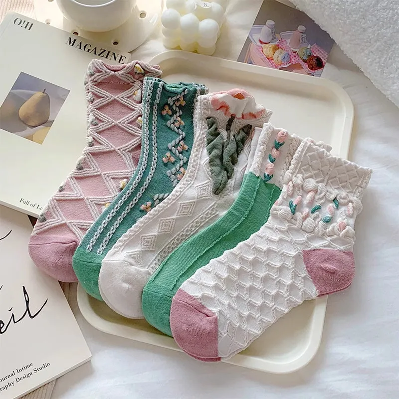 Vintage Flowers Cotton Socks