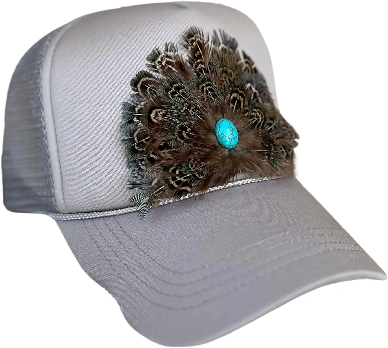 Willow Lane Hat Co. Western Feathered Trucker Cap, Baseball Mesh Snapback