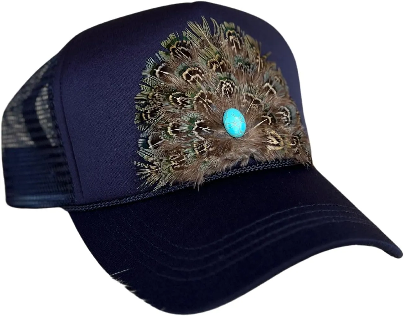 Willow Lane Hat Co. Western Feathered Trucker Cap, Baseball Mesh Snapback