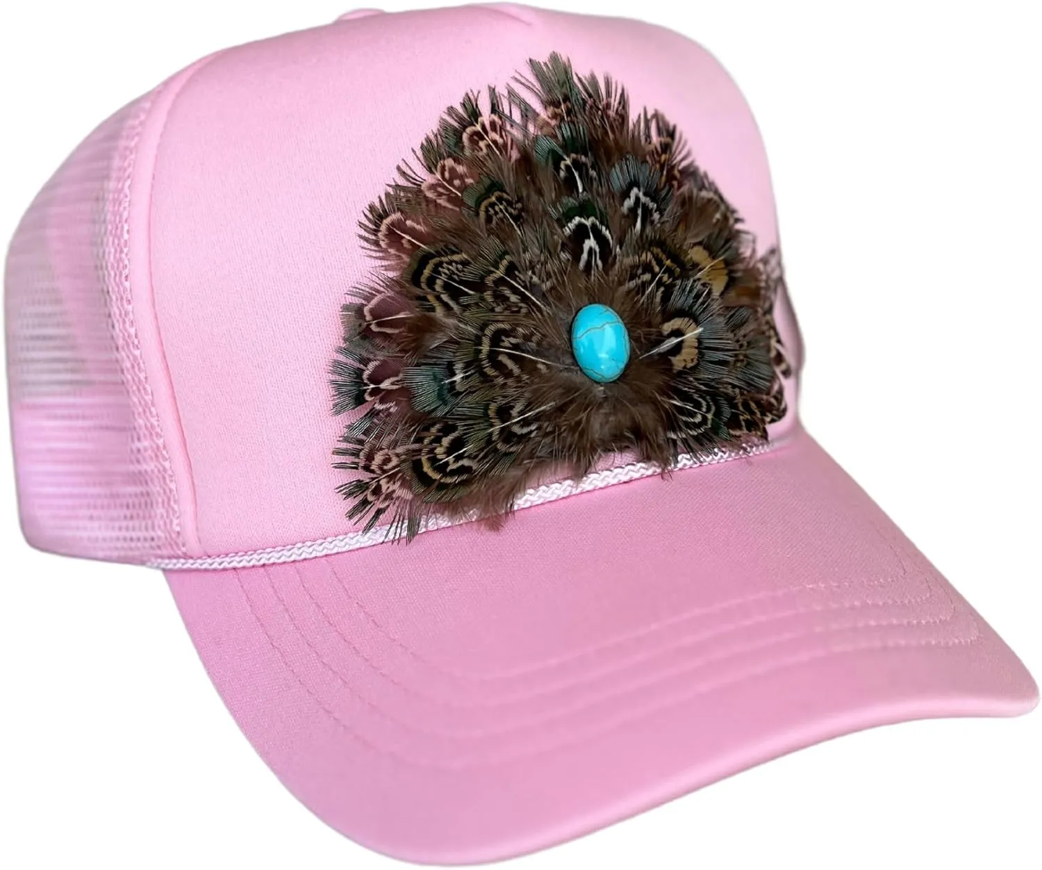 Willow Lane Hat Co. Western Feathered Trucker Cap, Baseball Mesh Snapback