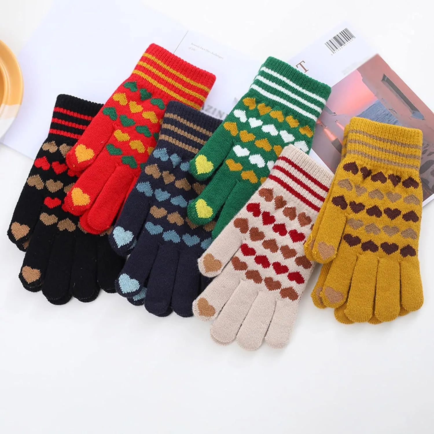Winter Gloves for Women Touchscreen Gloves for Women Cold Weather, Fashion Knit Mittens Warm Winter Gloves