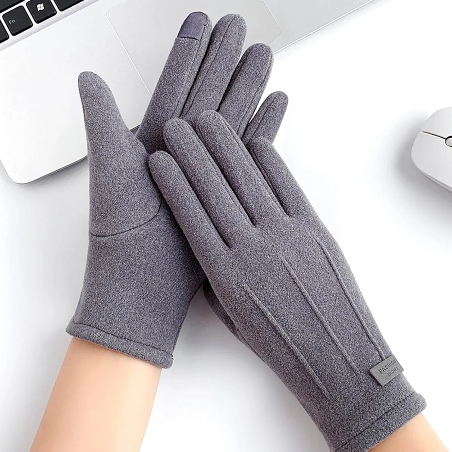 Winter Touchscreen Gloves Warm Knit with Touchscreen Fingers Texting Elastic Cuff Thermal Glove for Women
