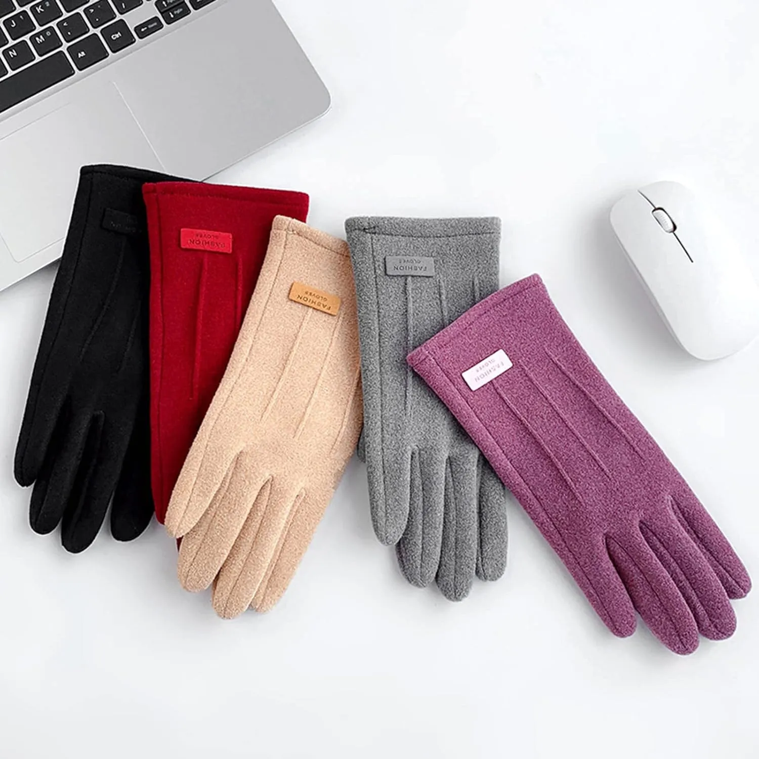 Winter Touchscreen Gloves Warm Knit with Touchscreen Fingers Texting Elastic Cuff Thermal Glove for Women