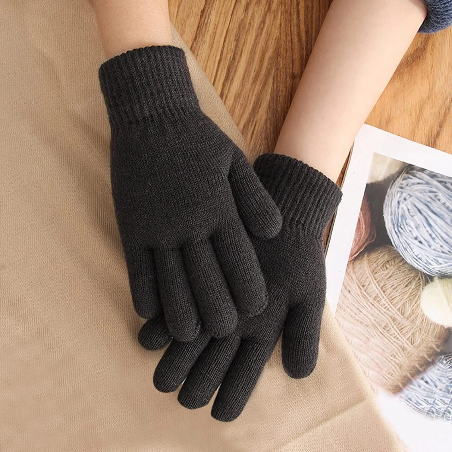 Winter Touchscreen Gloves with Touchscreen Fingers Texting Elastic Cuff Thermal Warm Knit Glove for Women