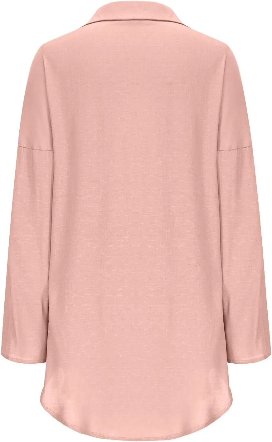 Women Cotton Linen Dress Long Sleeve V Neck Button Casual Beach Dress Summer Loose Fit Flowy Midi Dresses