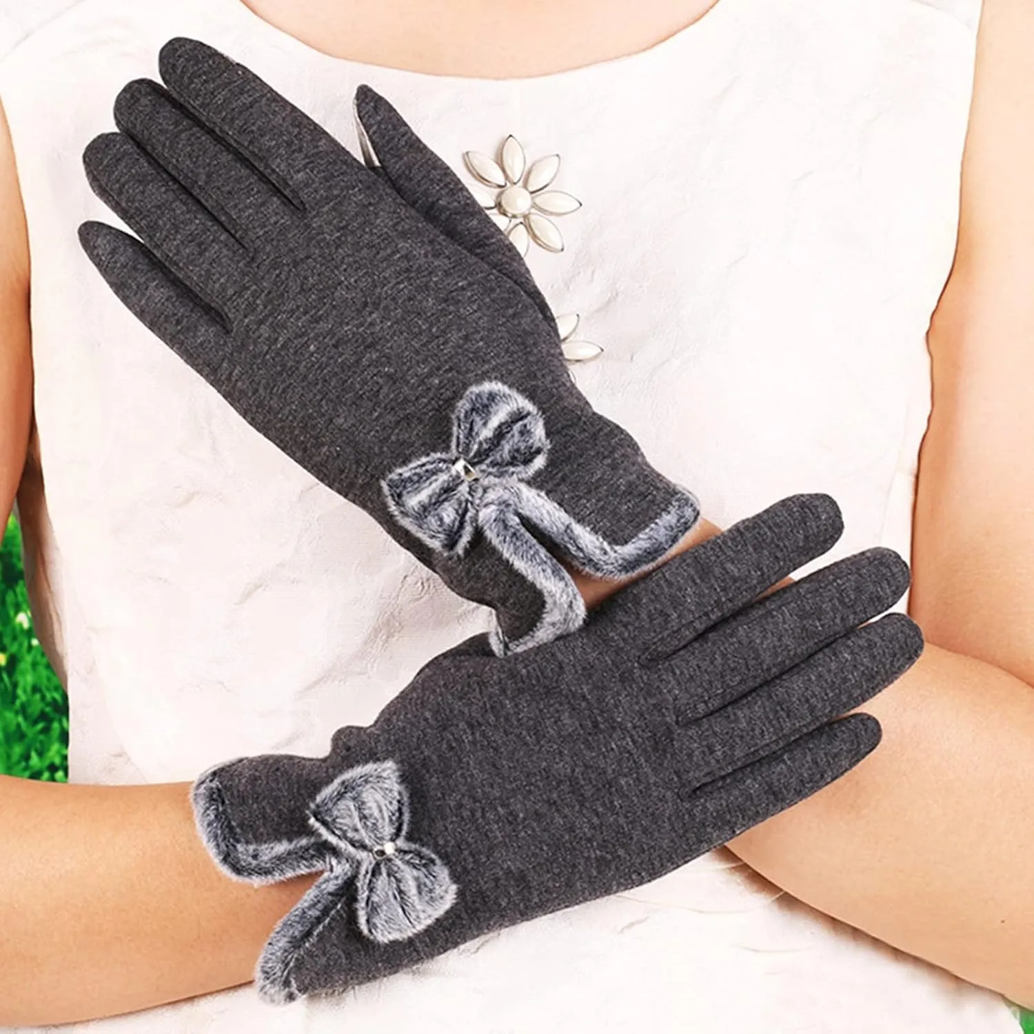 Women Winter Gloves Warm Touchscreen Glove Windproof Gloves for Women Girls Ladies Winter Elegant Fleece Wool