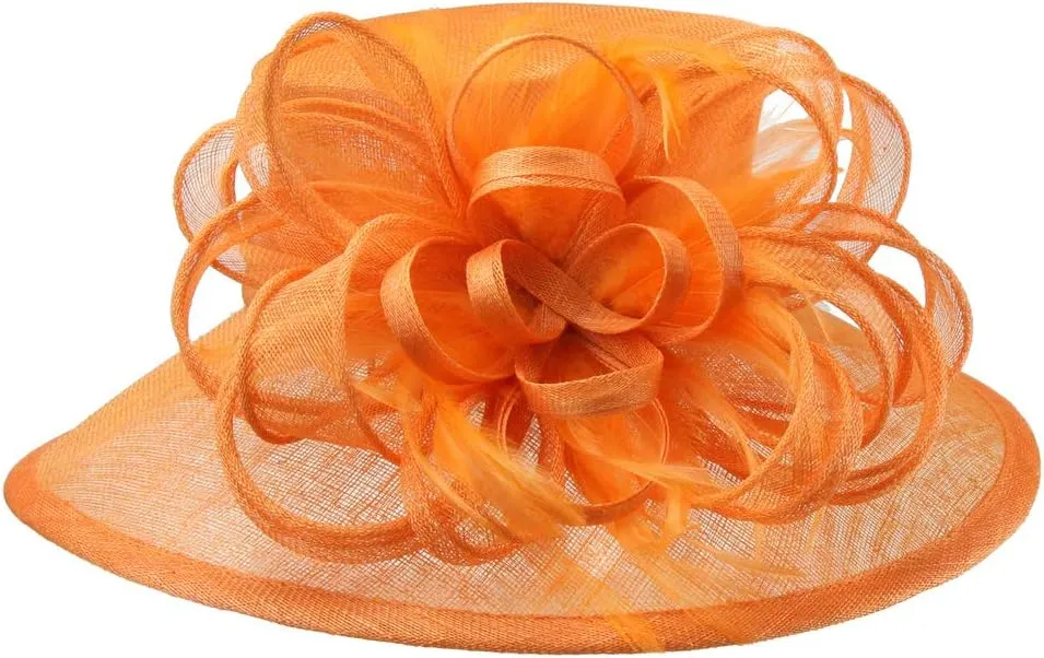 Womens Loop Feathered Medium Brim Sinamay Hat