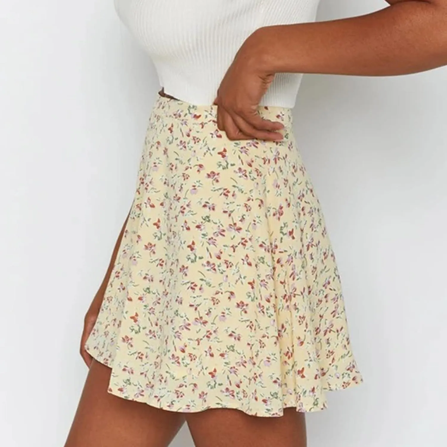 Women's Mini Skirt Vintage Leisure Summer Wrap Spot Print Skater Pleated Skirt