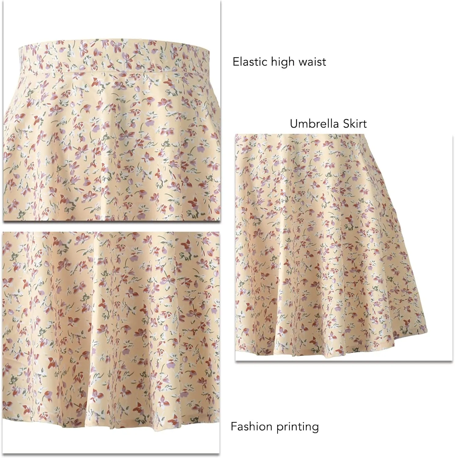 Women's Mini Skirt Vintage Leisure Summer Wrap Spot Print Skater Pleated Skirt