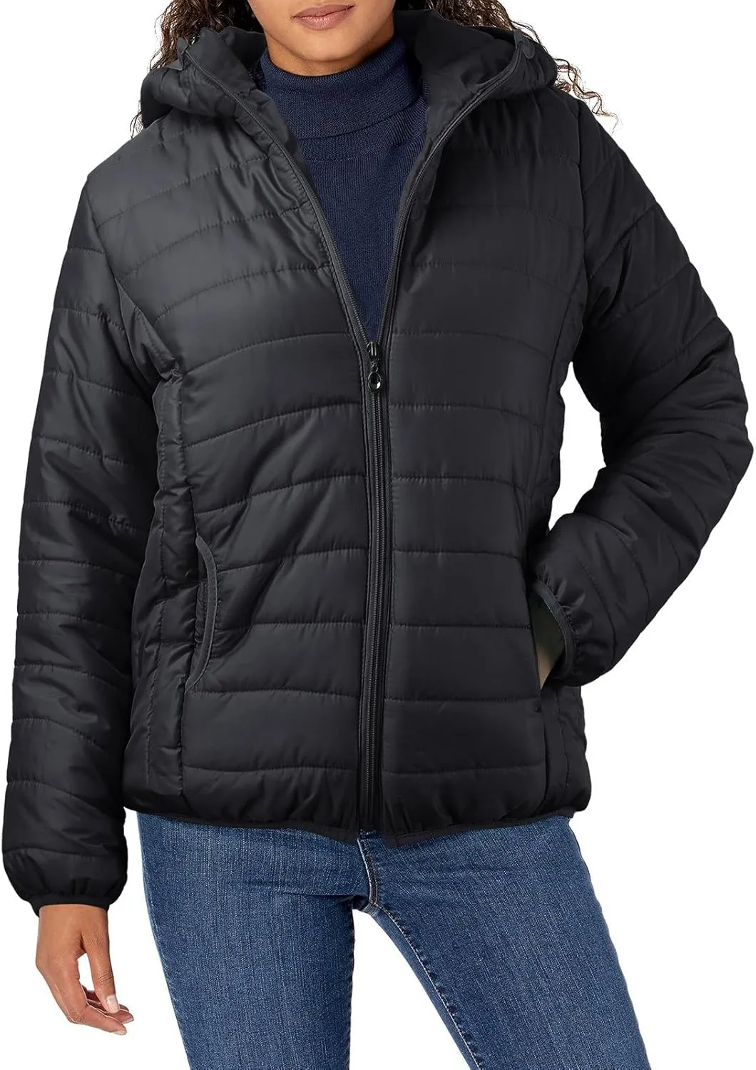 Women's Puffer Coat Casual Lightweight Zip Up Mama Warm Short Winter Down Jacket Hooded Quilted Jackets with Pockets
