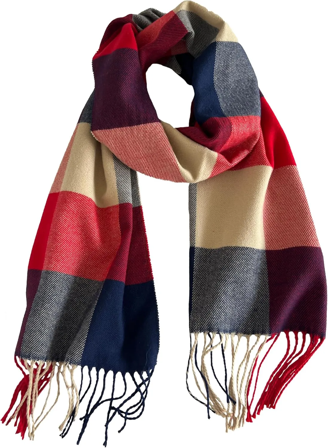Women's Scarf Classic Tassel Plaid Super Soft Classic Cashmere Feel Fall Winter Scarves Tartan Warm Chunky Wrap Shawl