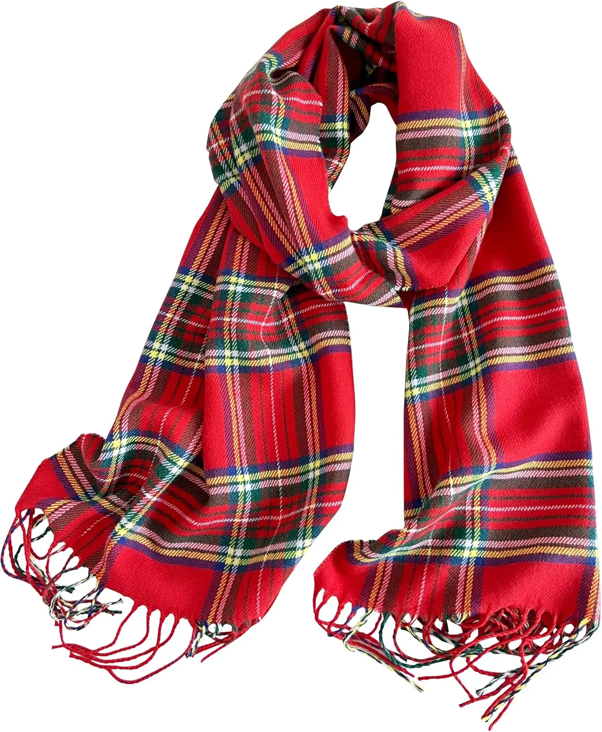Women's Scarf Classic Tassel Plaid Super Soft Classic Cashmere Feel Fall Winter Scarves Tartan Warm Chunky Wrap Shawl