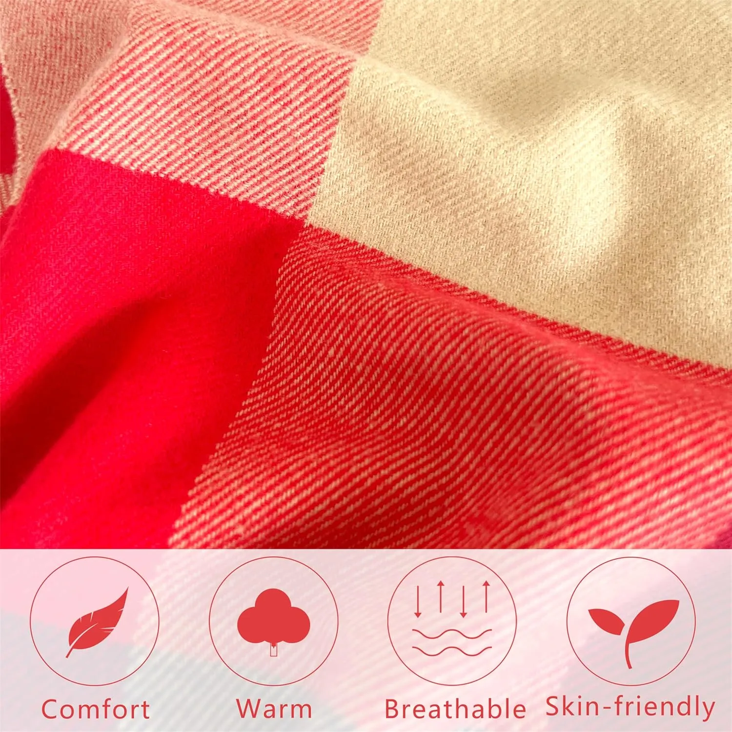 Women's Scarf Classic Tassel Plaid Super Soft Classic Cashmere Feel Fall Winter Scarves Tartan Warm Chunky Wrap Shawl