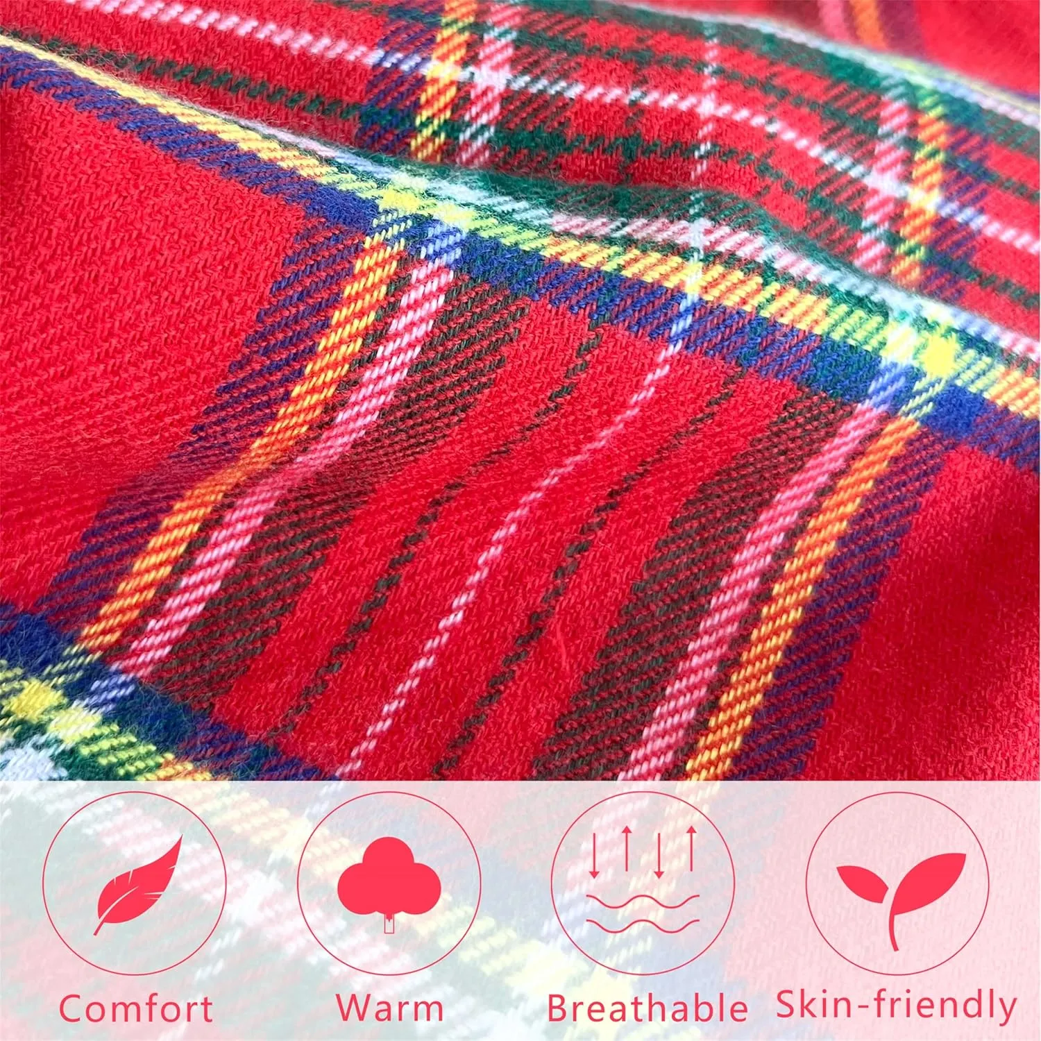 Women's Scarf Classic Tassel Plaid Super Soft Classic Cashmere Feel Fall Winter Scarves Tartan Warm Chunky Wrap Shawl