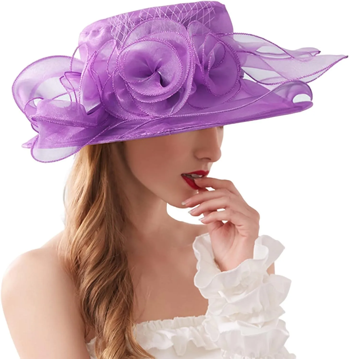 Women's Sun Hat Wide Brim Mesh Big Bowknot Decoration Floppy Wide Brim Cap Deep Style Elegant Ponytail Beach Hats