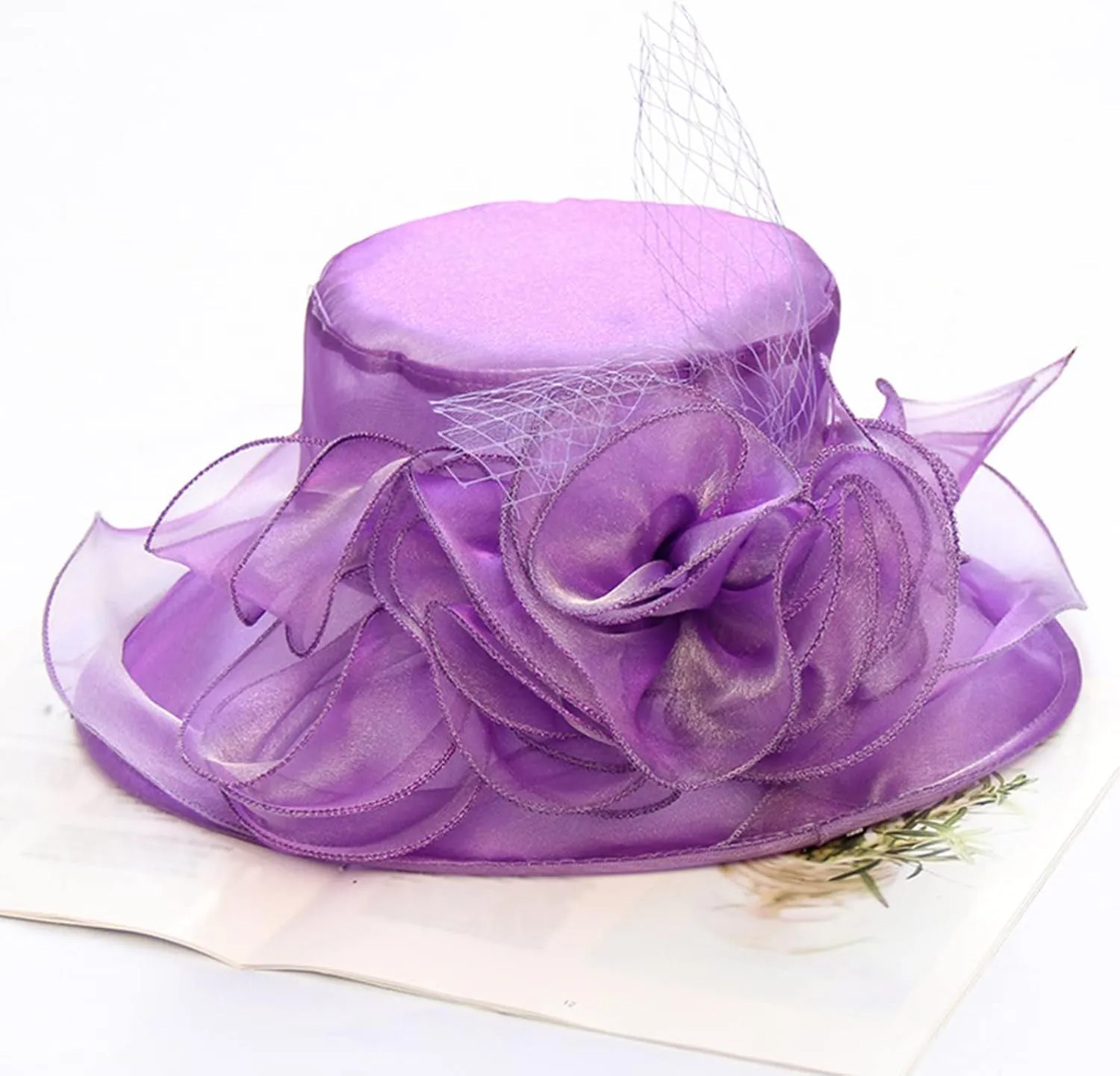 Women's Sun Hat Wide Brim Mesh Big Bowknot Decoration Floppy Wide Brim Cap Deep Style Elegant Ponytail Beach Hats
